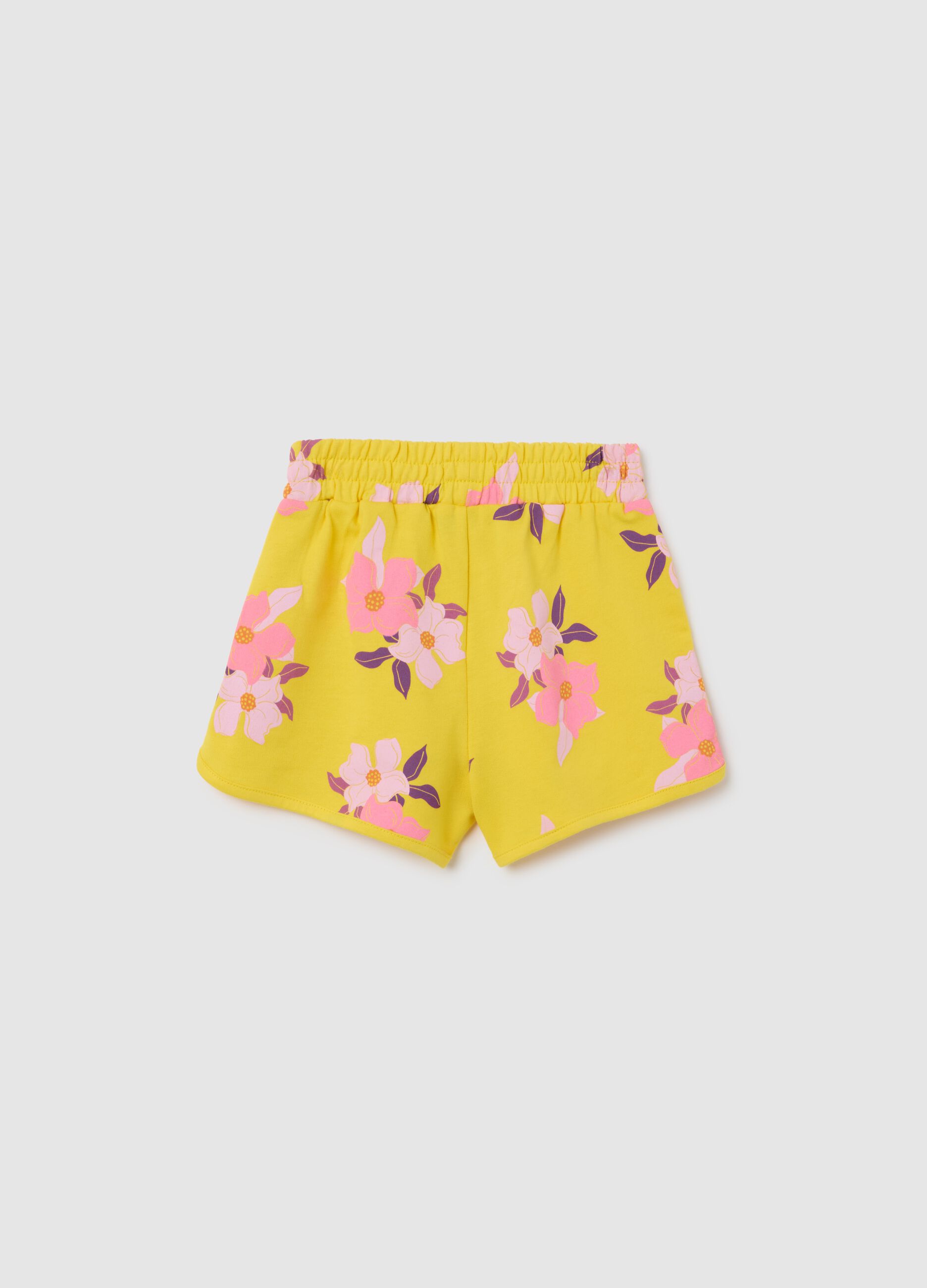 Shorts da bambina in puro cotone giallo regular fit 