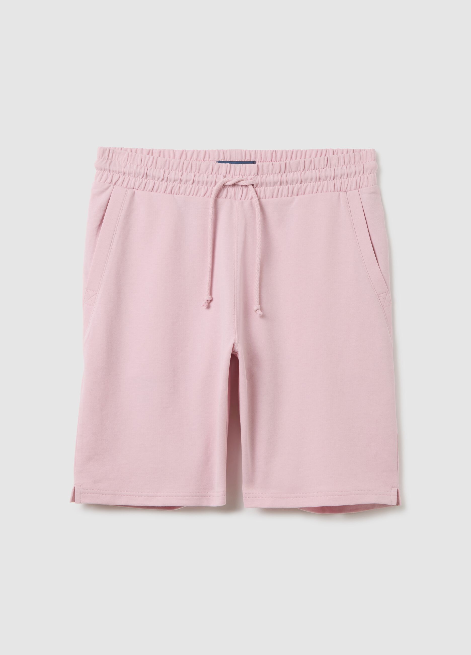 Men's pink cotton blend shorts regular fit with back pocket