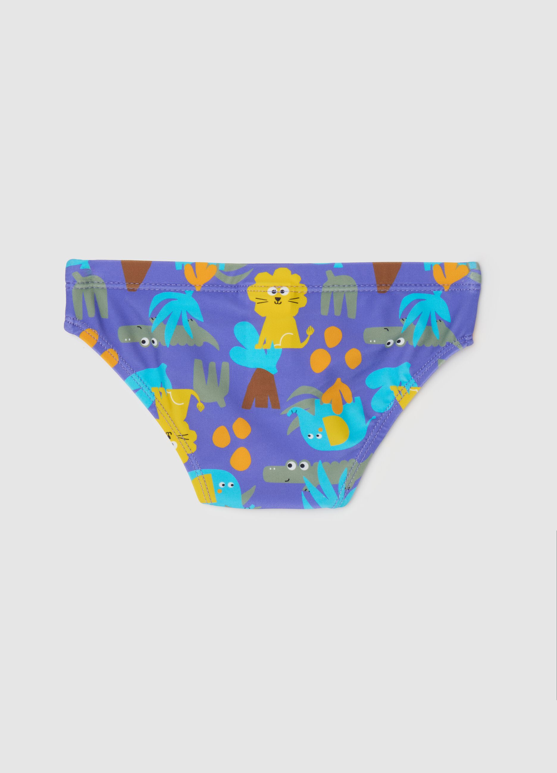 Boys’ swim briefs in multicoloured stretch fabric