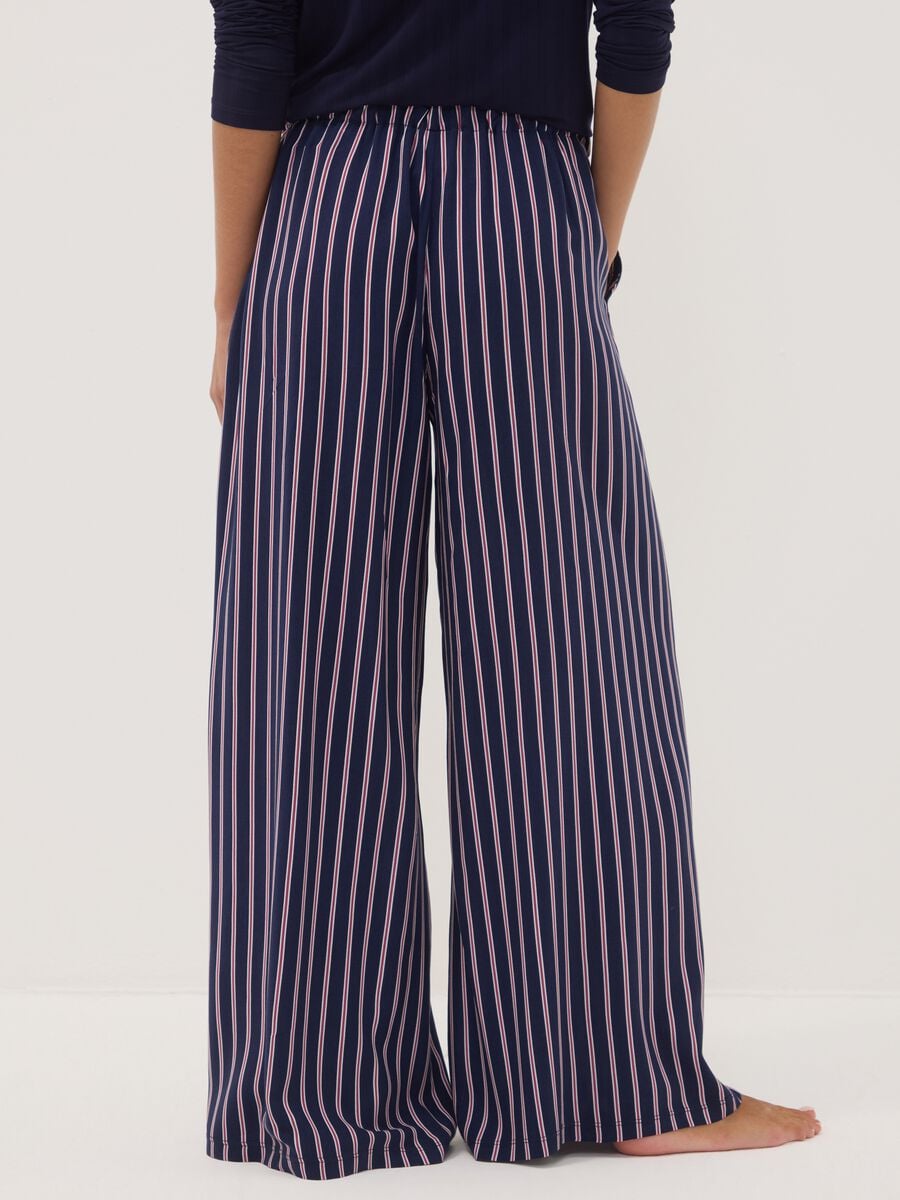 Blue striped pure viscose pyjama trousers_2