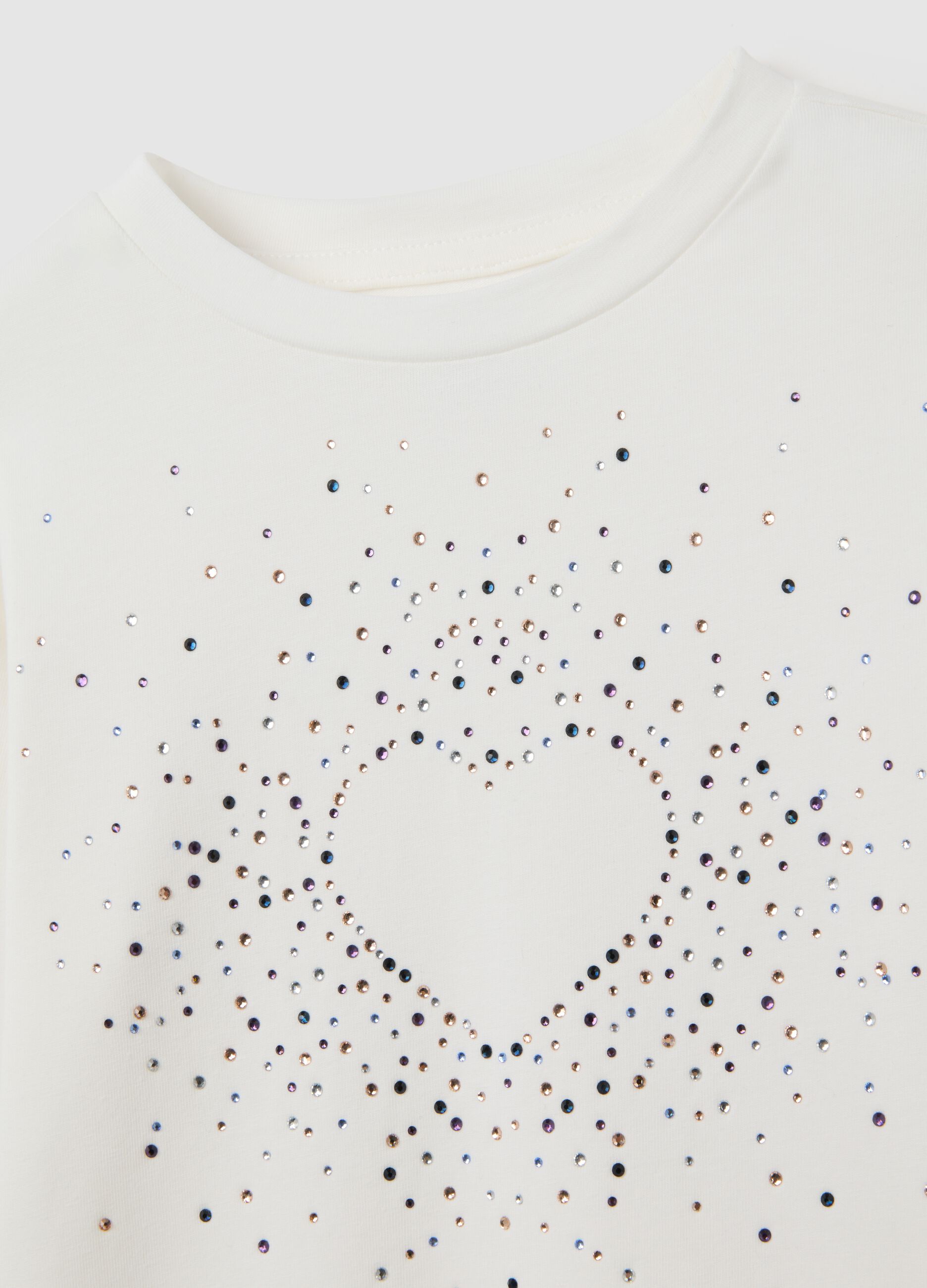 Girl's white cotton top with rhinestones