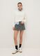 White cotton blend sweater regular fit with cable knit pattern_0