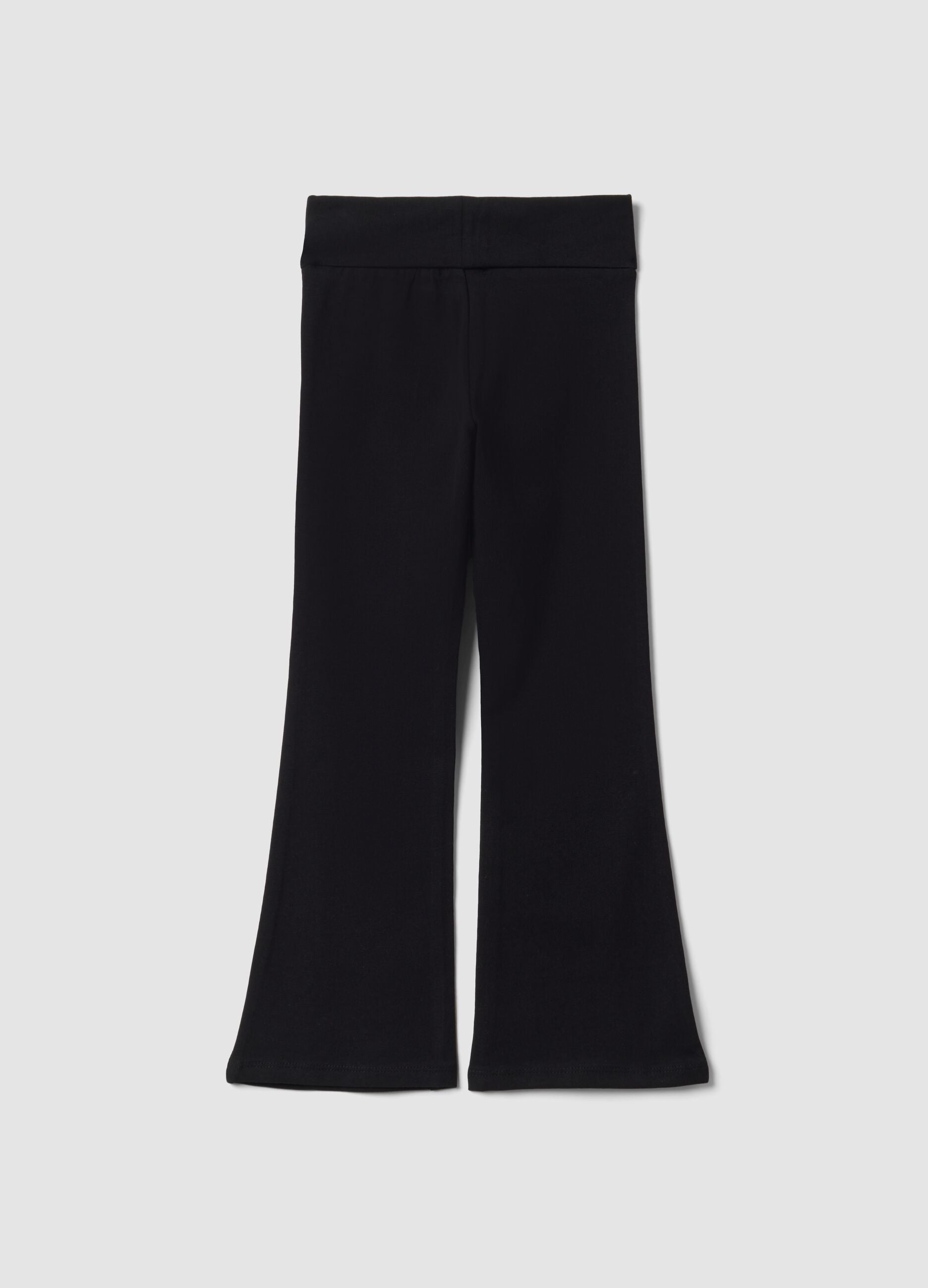 Black flared leggings in stretch organic cotton for girls