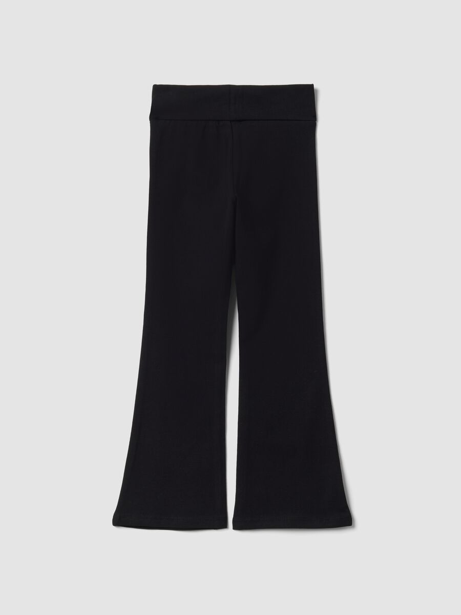 Leggings neri flare in cotone organico elasticizzato per bambina_1