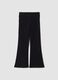 Black flared leggings in stretch organic cotton for girls_1