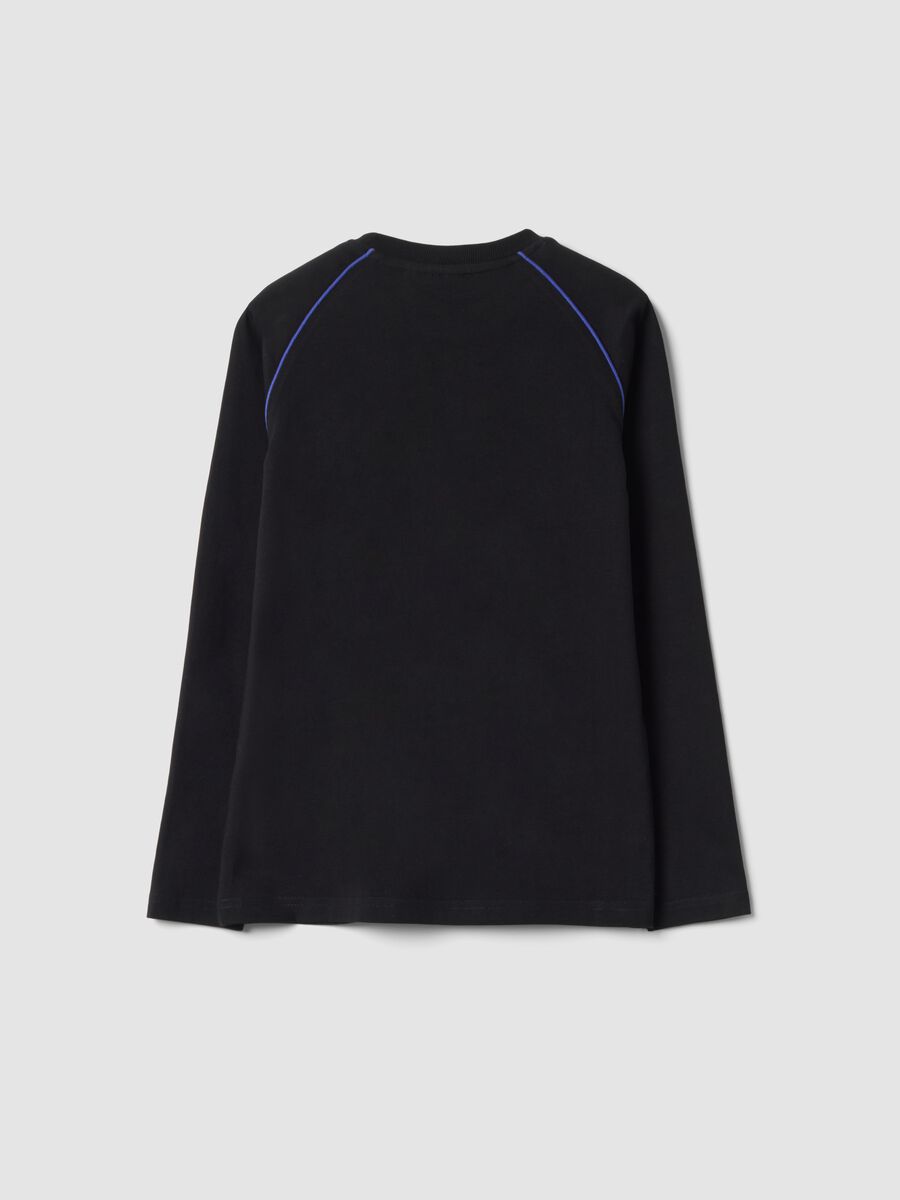 Black pure cotton PlayStation-themed T-shirt, relaxed fit_1