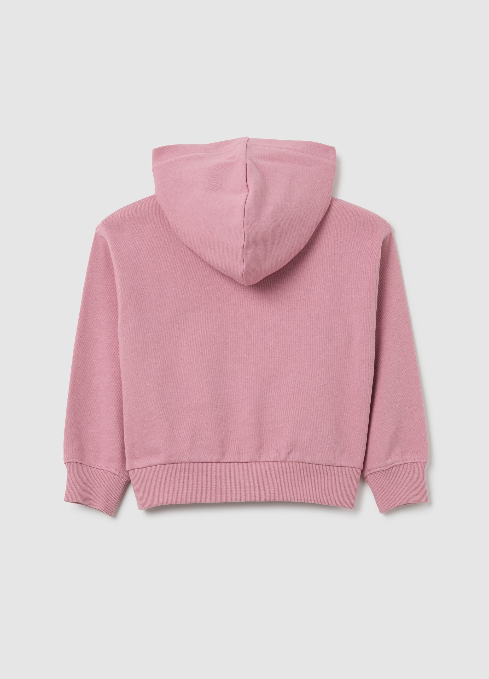Felpa da bambina in puro cotone rosa regular fit