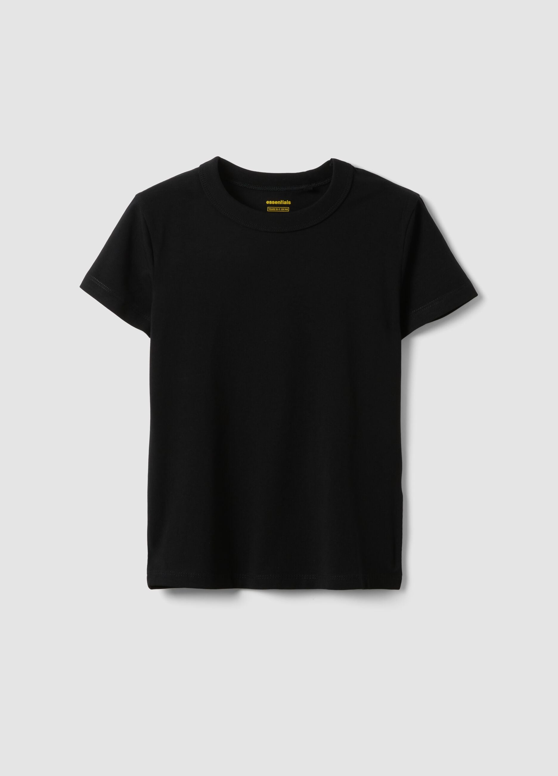 Girls&rsquo; black stretch cotton regular-fit T-shirt