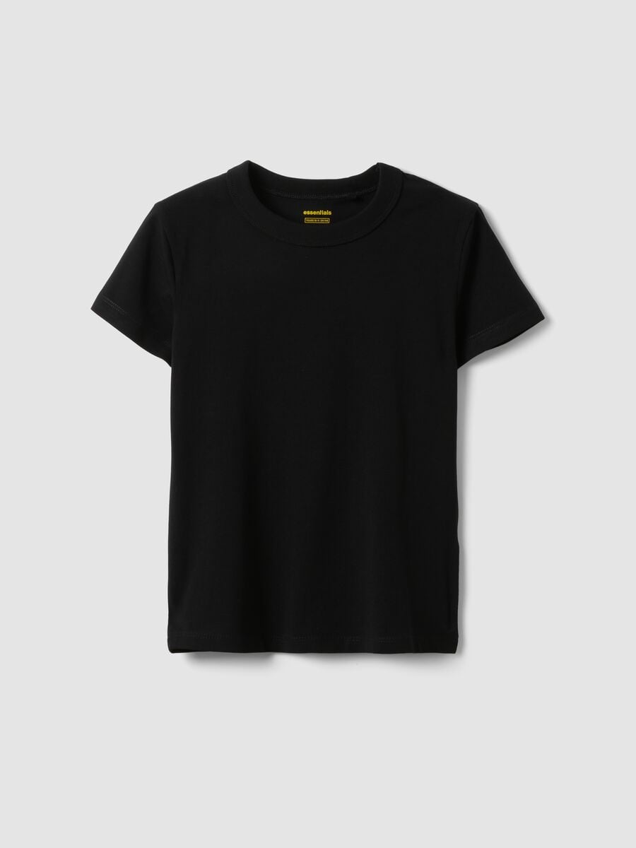 Girls&rsquo; black stretch cotton regular-fit T-shirt_3