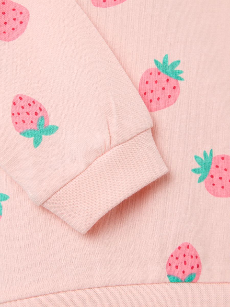 Pink organic cotton pyjamas with strawberries print_3