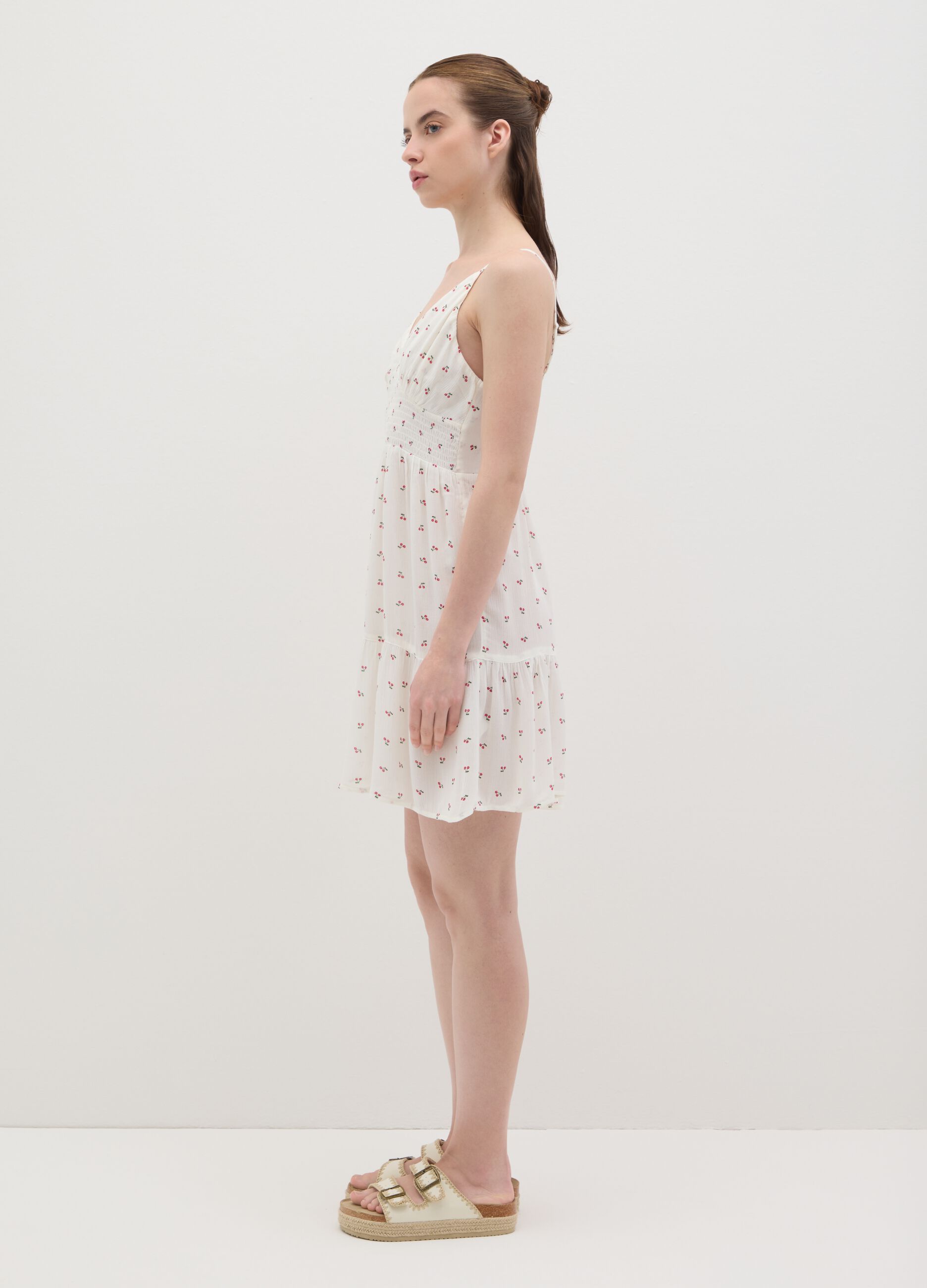 Women's summer dress in pure white viscose