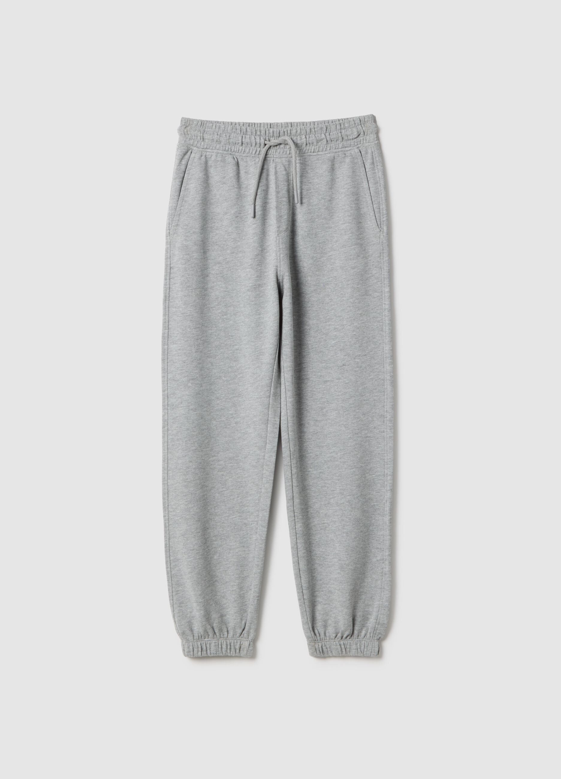 Boys' Regular Fit Grey Cotton and Viscose Blend Jogger Trousers