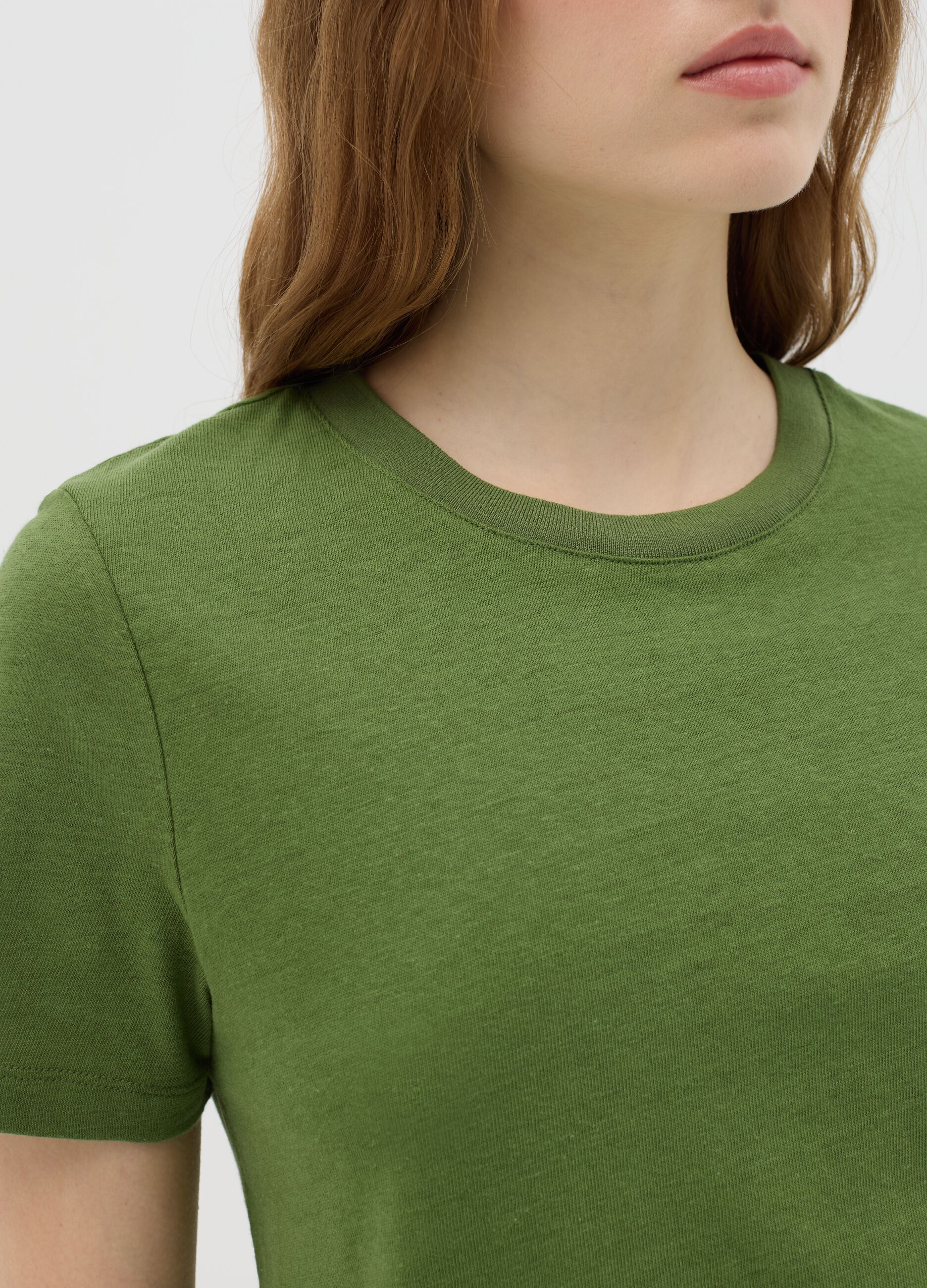 Green Cotton and Linen T-shirt