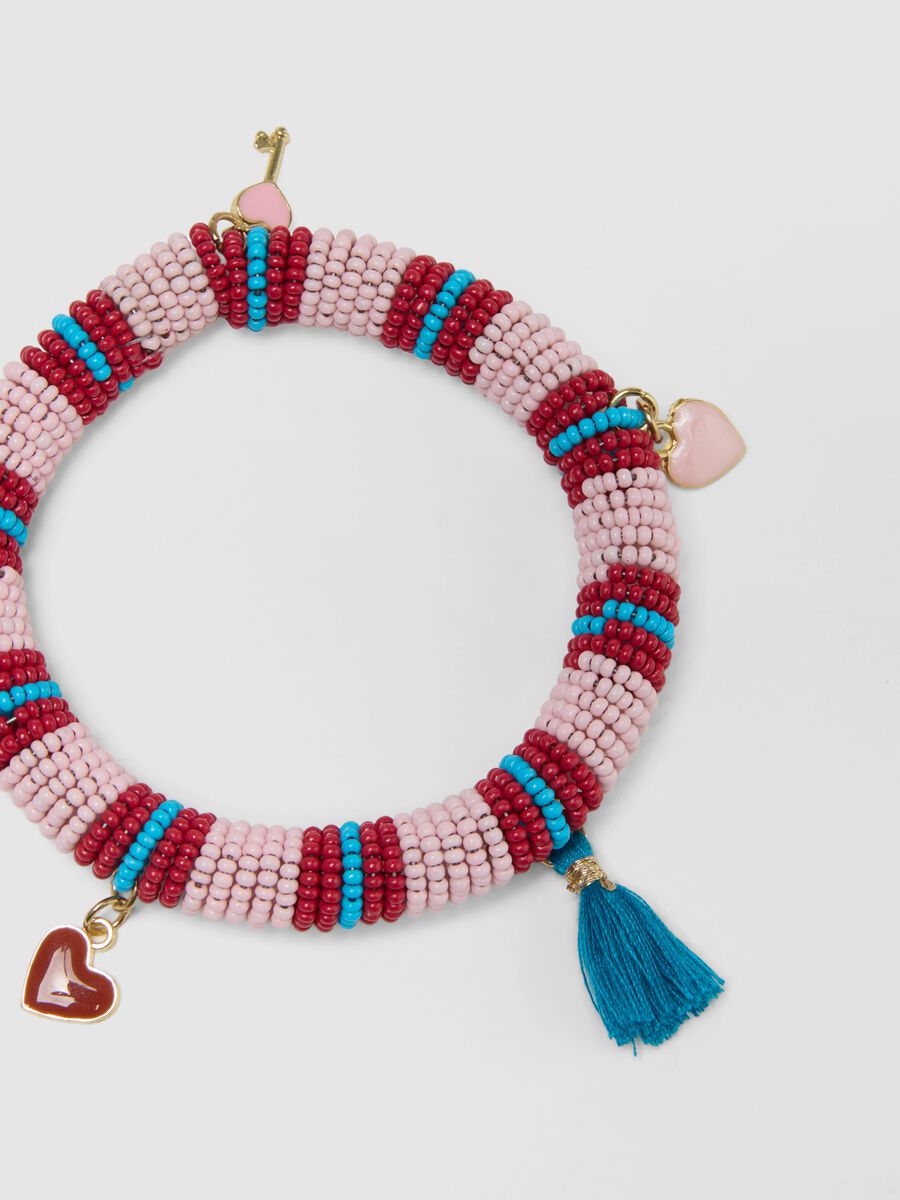Multicolour glass bead bracelet with charms_2