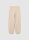 Girls' regular fit beige pure cotton trousers_0