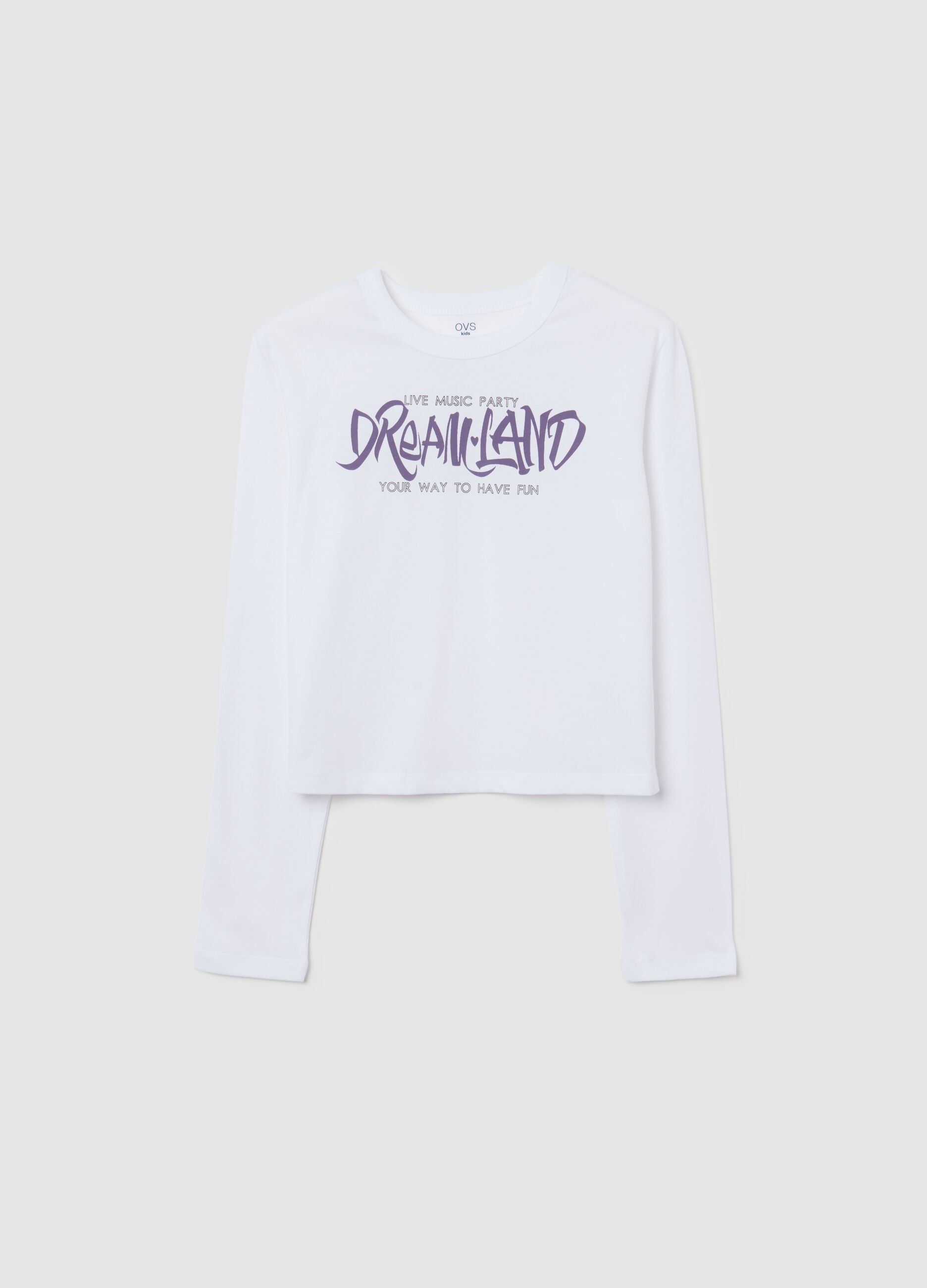 Girls' pure cotton white regular fit T-shirt with print