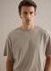 Beige Pure Cotton Crew Neck T-Shirt Regular Fit_0