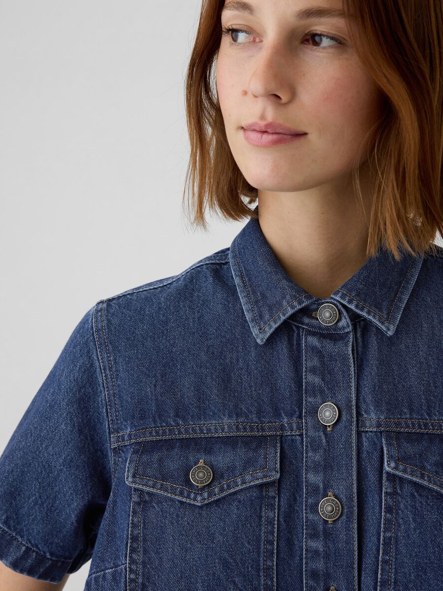 Denim shirt dress with pleats_3