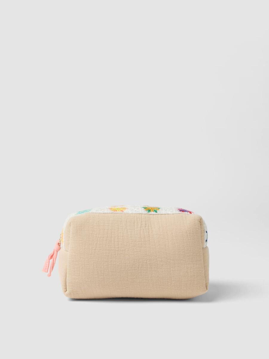 Multicolour pure cotton pouch with floral embroidery_0