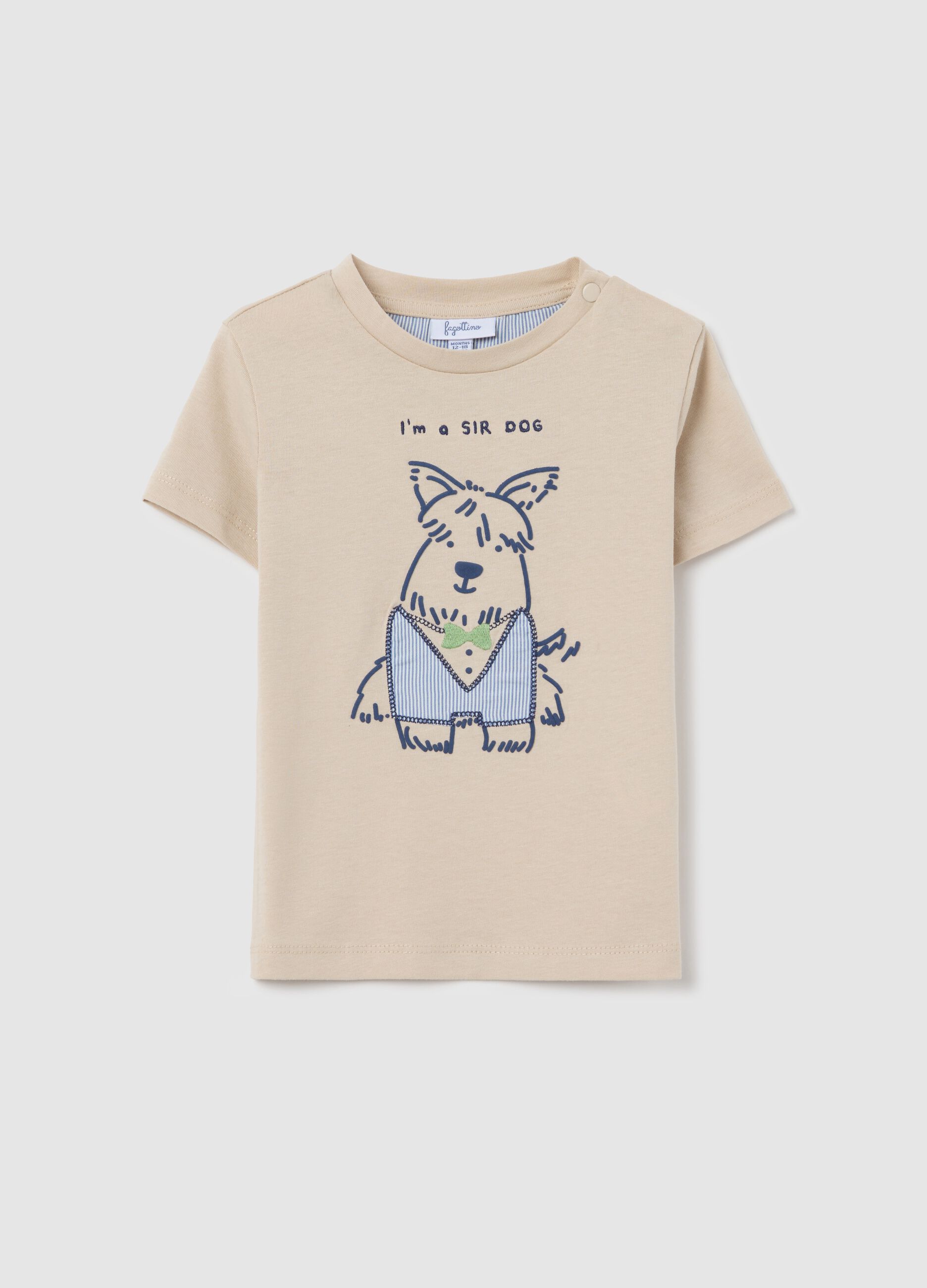 Cotton T-shirt with "I'm a SIR DOG" puppy print