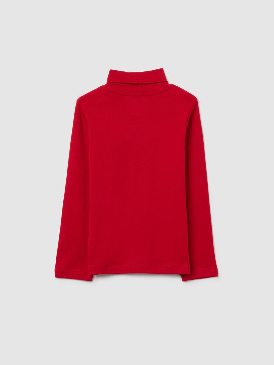 Maglia rossa collo alto da bambino in puro cotone regular fit stampa_1