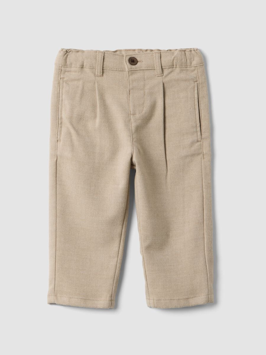 Pantaloni beige in viscosa elasticizzata regular fit_0