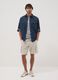 Beige cargo bermuda shorts in a linen and cotton blend_1