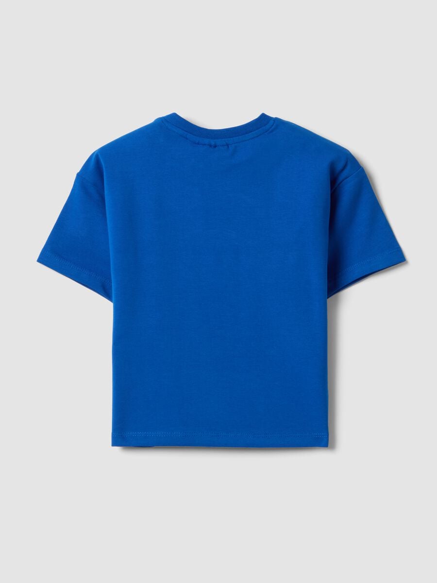 Blue short-sleeve stretch cotton T-shirt_1