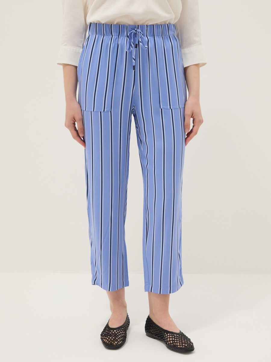 Multicolour striped pure viscose jogger trousers regular fit_1