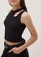 Black organic cotton tank top with asymmetric shoulder_2