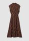 Brown midi dress in pure viscose with polka dots, regular fit_5
