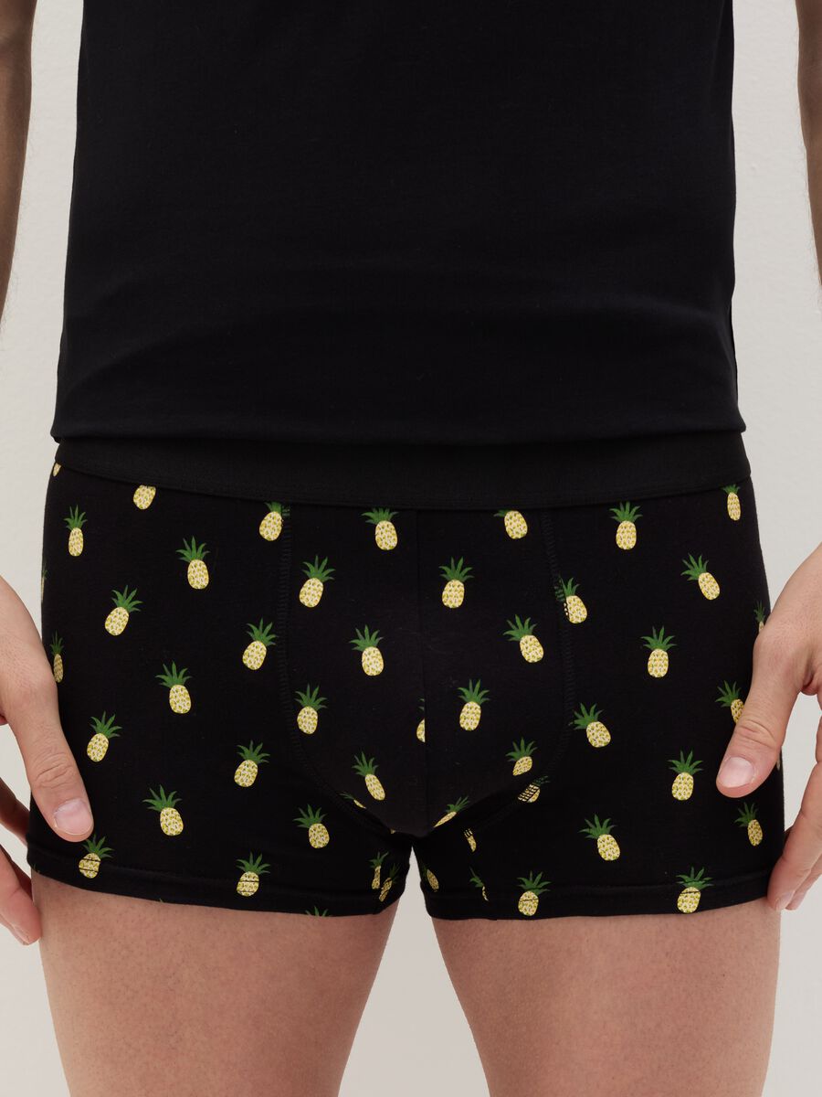 Midi boxer shorts in stretch cotton with pattern._1