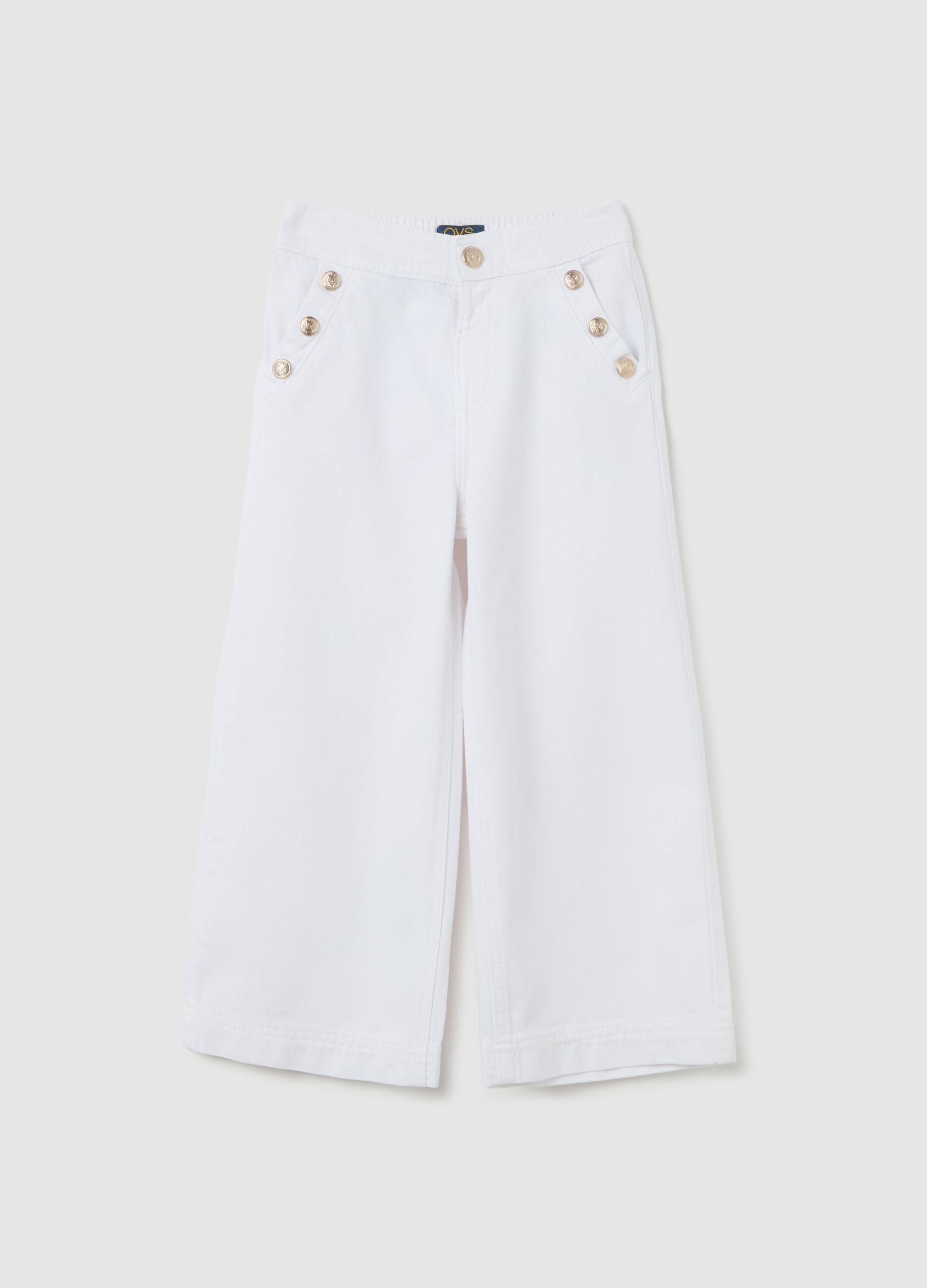 Wide-leg trousers with decorative buttons