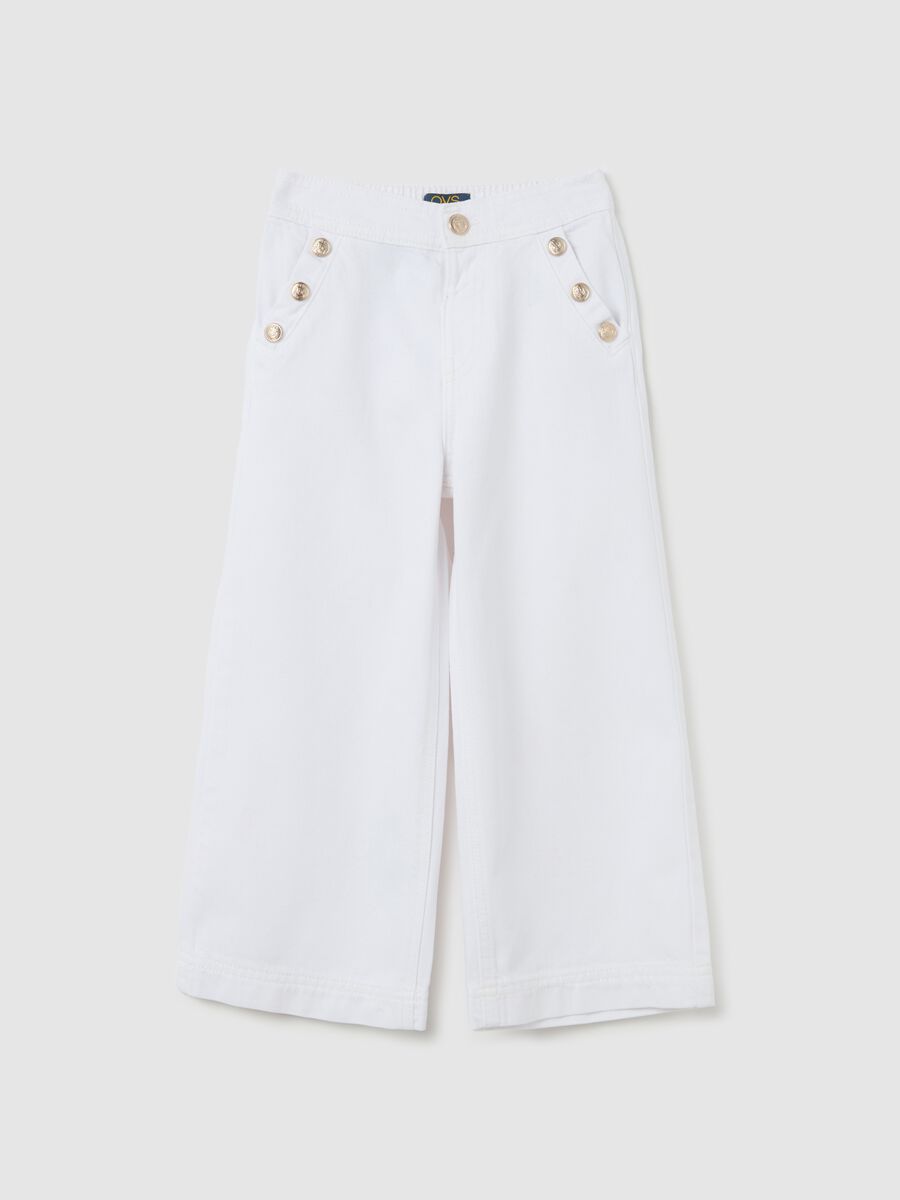 Wide-leg trousers with decorative buttons_0