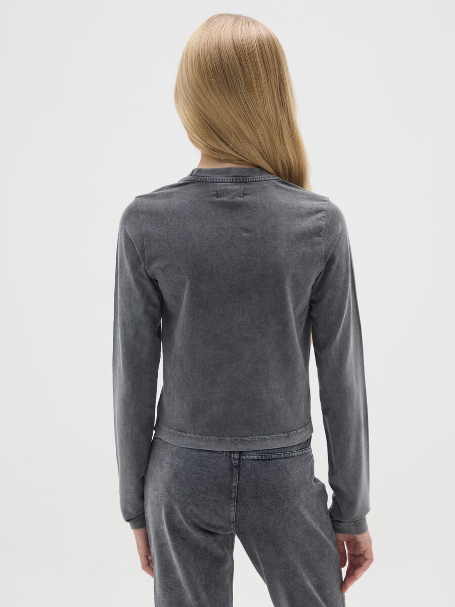 T-shirt da ragazza in cotone elasticizzato grigia regular fit_1