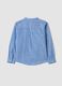 Boys&rsquo; blue linen and cotton-blend shirt with Mandarin collar, regular fit_1