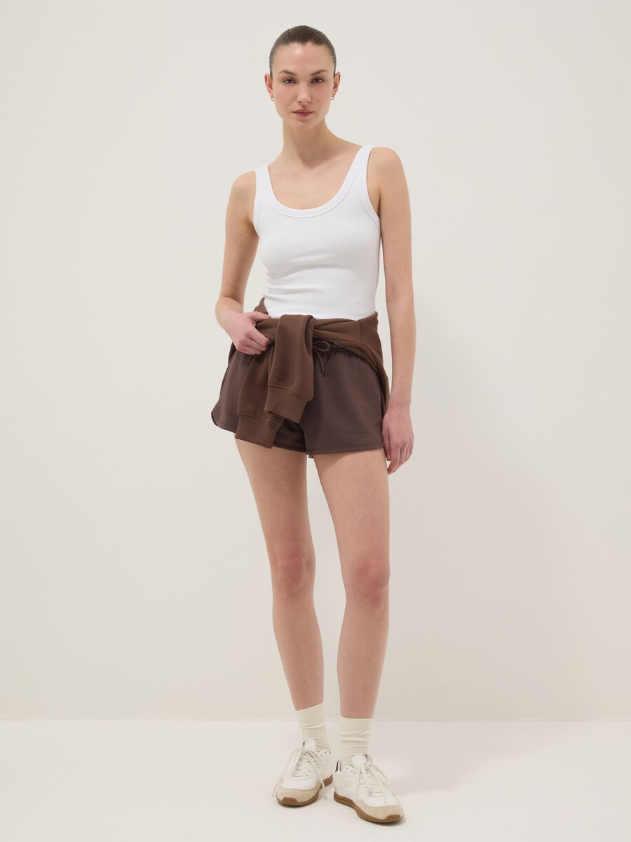 White stretch cotton fitted vest top_2