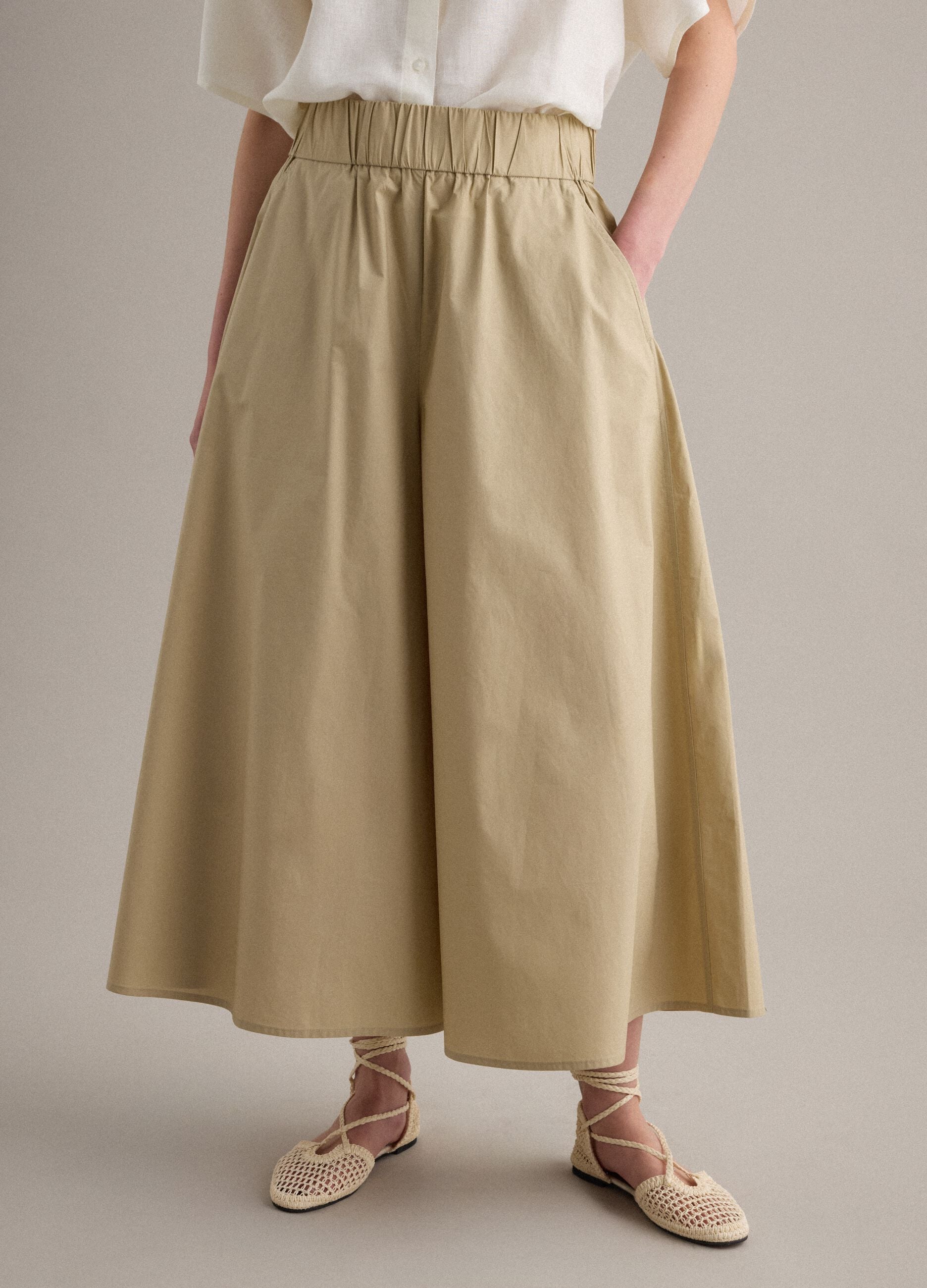 Beige long skirt in pure cotton