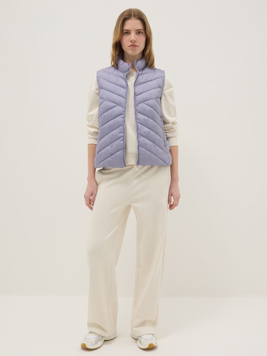 Gilet imbottito viola regular fit con zip_1