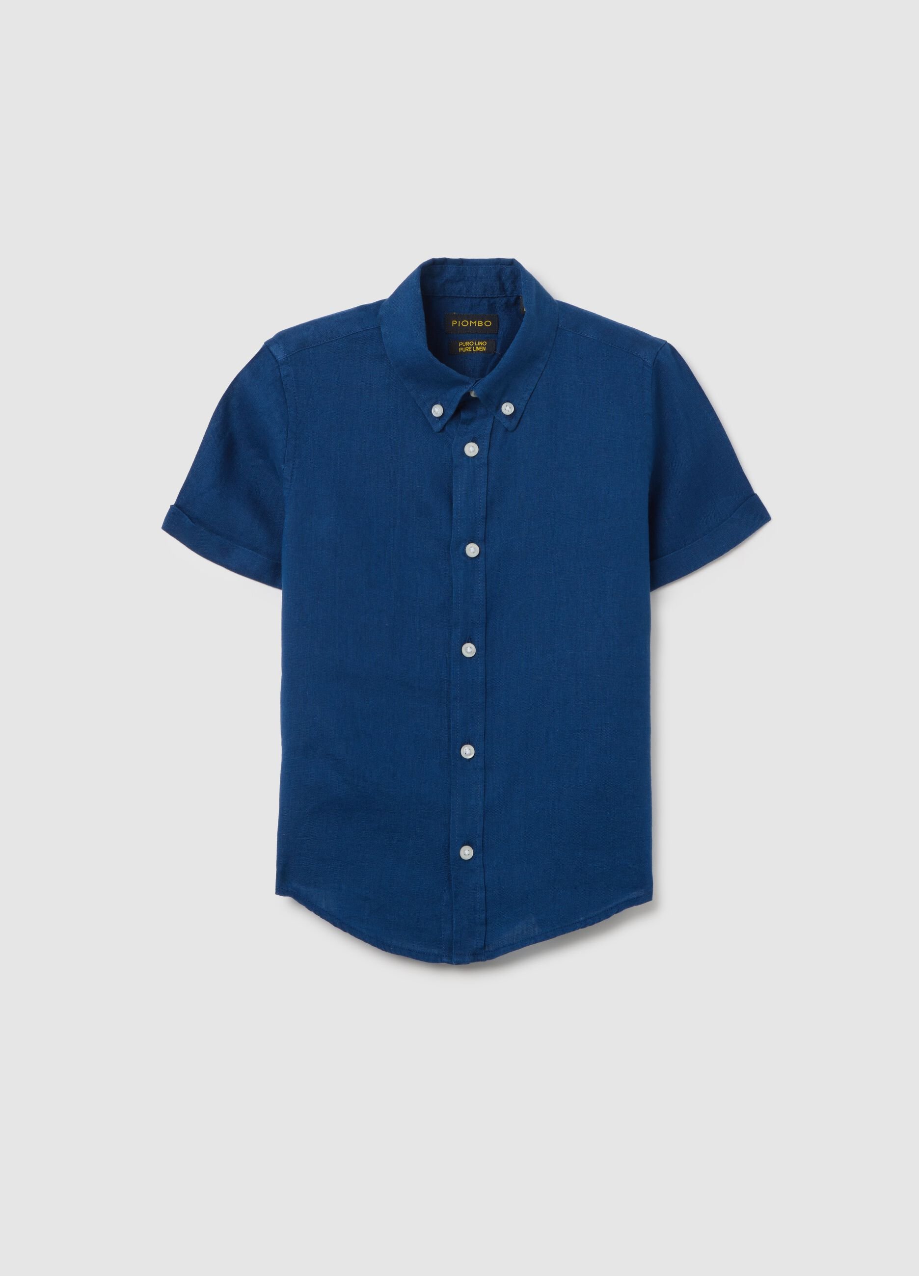 Children's blue pure linen shirt with oversized fit