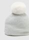 White girl's hat with pom-pom and glitter_2
