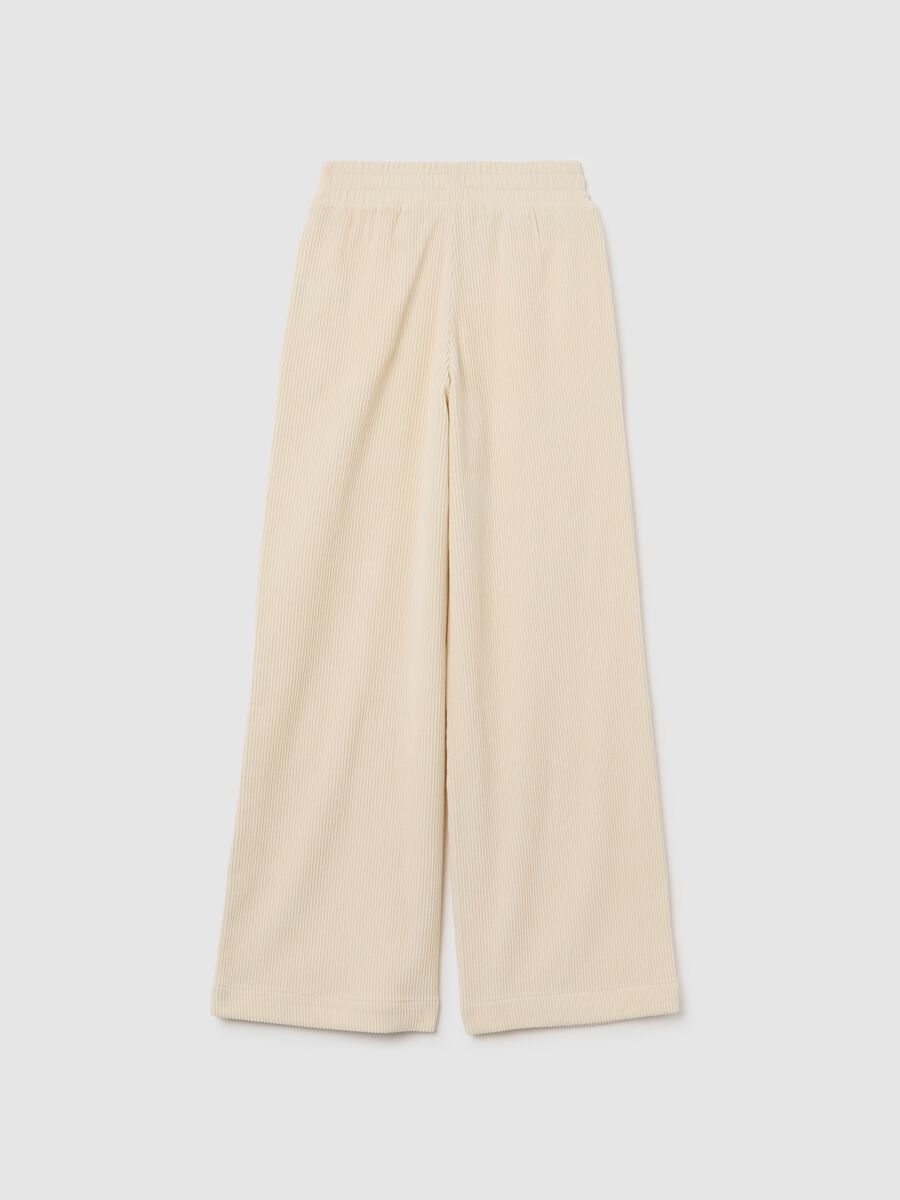 Girls' Beige Corduroy Trousers with a Relaxed Fit_1