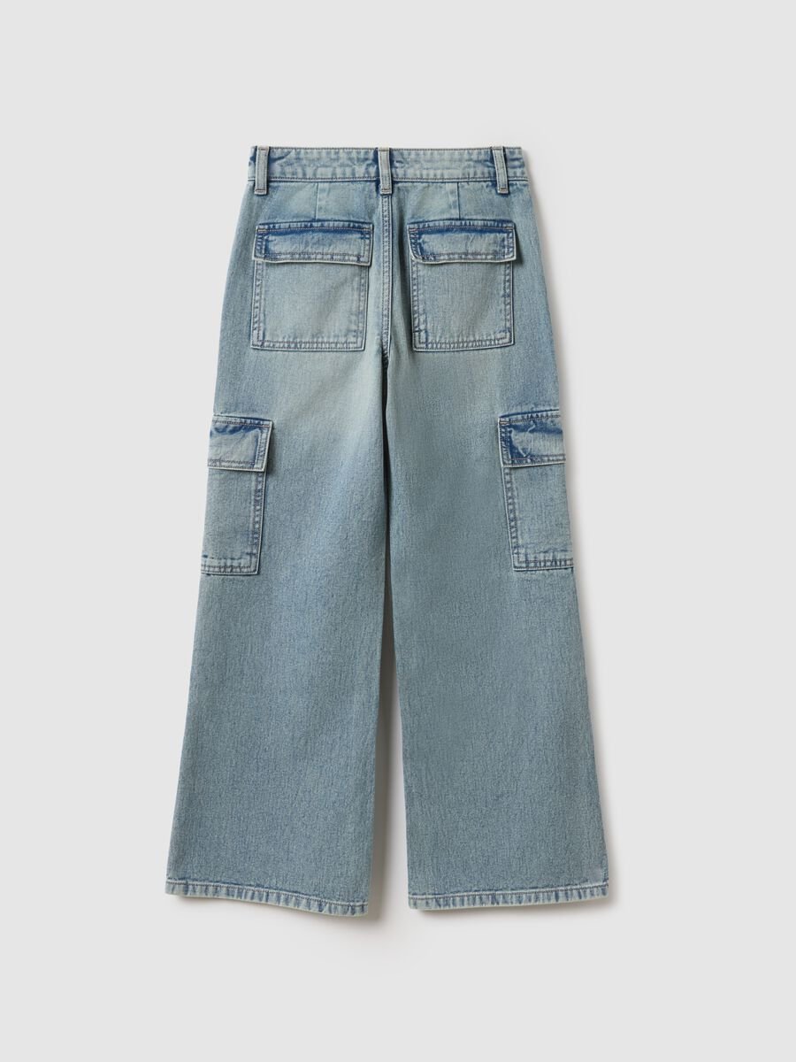 Blue denim pure cotton regular fit jeans for girls_4