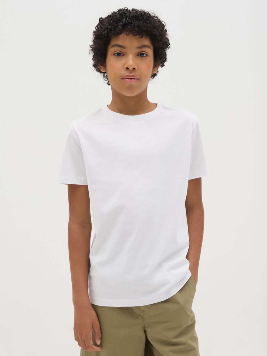 White slim-fit organic cotton T-shirt for boys_0