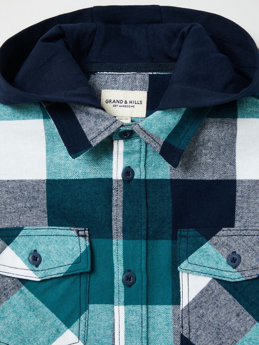 Camicia check con cappuccio in felpa_2
