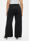 Black wide leg stretch cotton trousers_5