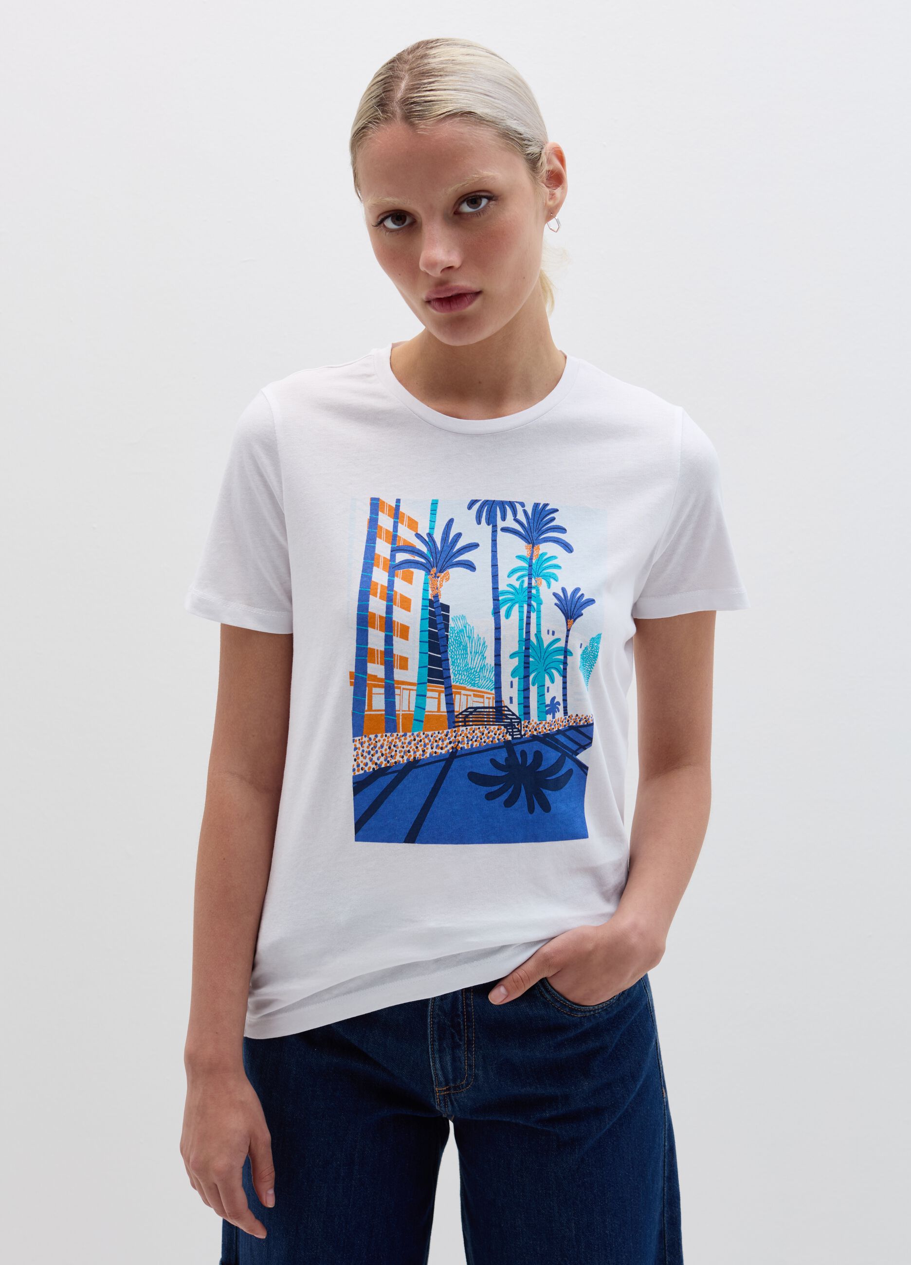 T-shirt con stampa palme