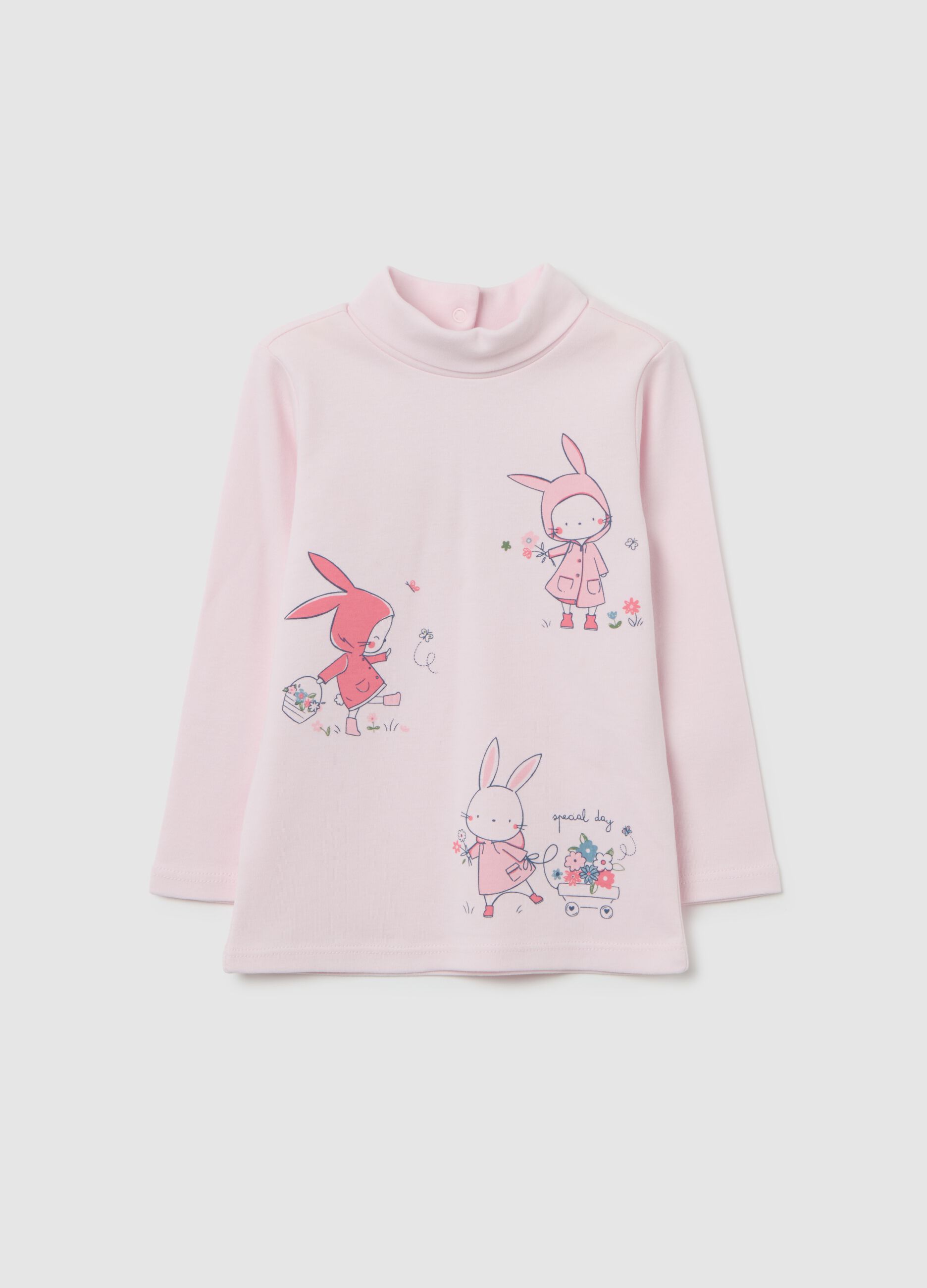 Girls' regular fit pink pure cotton t-shirt