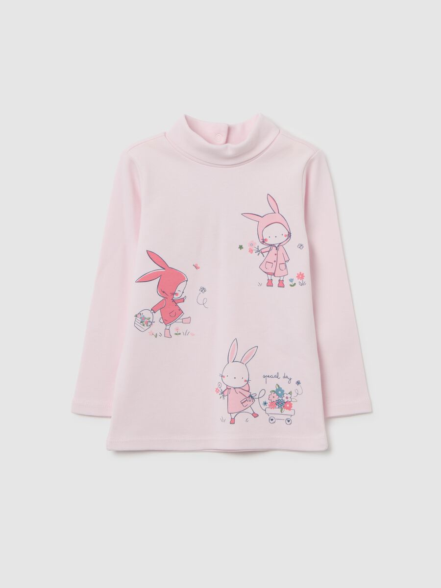 Girls' regular fit pink pure cotton t-shirt_0