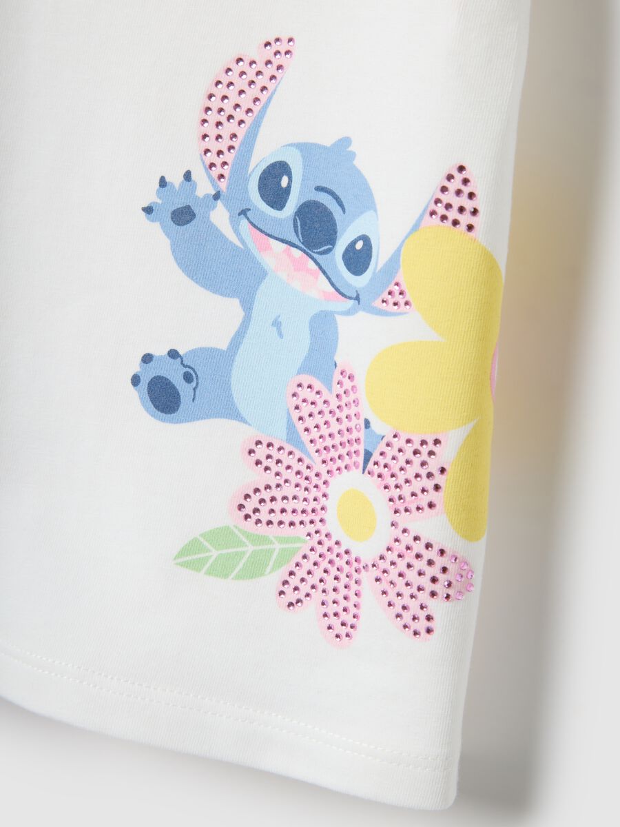 Girl's white cotton T-shirt, stretch regular fit with print_3